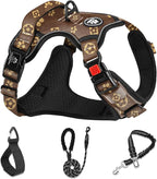 NESTROAD No Pull Dog Harness,Adjustable Oxford Dog Vest Harness with Leash,Reflective No-Choke Pet Harness with Easy Control Soft Handle for Large Dogs(Large,Dark Brown)