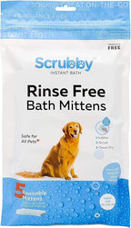 Scrubby Pet No Rinse Wipes | Rinse Free Shampoo Mittens | Dogs & Cats | Bath Wipes | Bathing & Washing Pets, Hypoallergenic | No Rinse Wash Mitt | Grooming, Lather Wipe Dry - Pack of 20