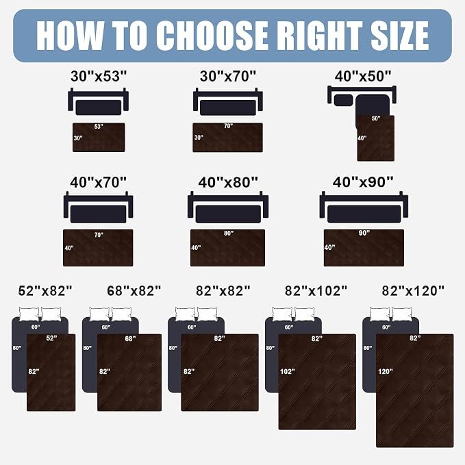 Smiry Waterproof Dog Bed Cover, Reversible Pet Blanket for Sofa Couch | Soft Washable Dog Blanket, Leakproof Couch Cover for Dogs Cats & Furniture Protection, 40x70, Chocolate/Chocolate