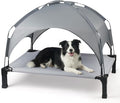 Elevated Dog Bed with Removable Canopy, Sun Protection Shade Tent Dog Cot | Portable Outdoor Dog Bed, Raised Pet Cooling Cot Bed for Dogs, 42in