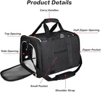 Petmolico Cat Carrier Soft-Sided Pet Bag for Small Medium Cats Puppies 16LBs - Airline Approved Pet Travel Carrier 3 Open Doors (Medium,Black)
