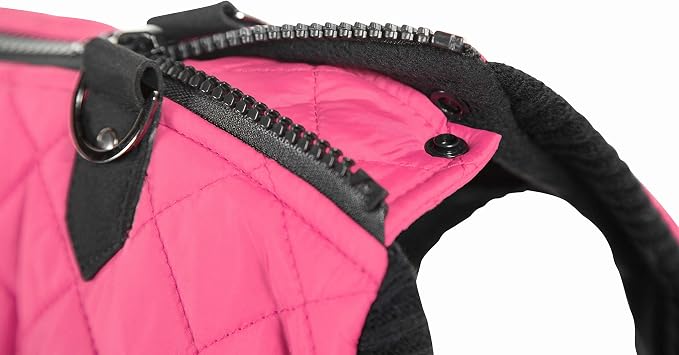 Gooby Fashion Vest Dog Jacket - Pink, X-Small - Warm Zip Up Bomber Vest with Dual D Ring Leash - Winter Water Resistant Small Dog Sweater
