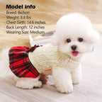 KYEESE Dog Sweater Dress Turtleneck Thick Knit Pullover for Cold Weather | Stretchy Fit, Lightweight & Warm, Cozy Knit Comfort, Cute Bow Accent, Gentle on Sensitive Skin, Comfortable Daily Wear