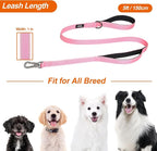 Twoear 6FT 1IN Heavy Duty Dog Leash for Large Dogs with 2 Padded Handles | Traffic Handle Extra Control, Auto Lock Hook, Strong Reflective Walking Leash for Night Safety, Medium and Large Breeds,Pink