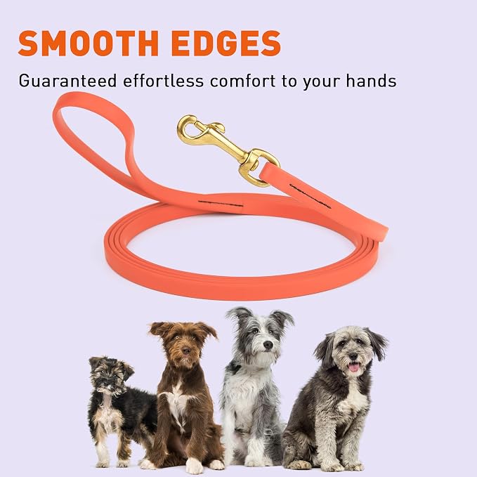 Viper Biothane K9 Working Dog Leash Waterproof Lead for Tracking Training Schutzhund Odor-Proof Long Line with Solid Brass Snap for Puppy Medium and Large Dogs, 20ft Coral