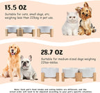 SPUNKYJUNKY 15° Slanted Ceramic Dog and Cat Bowl with Wooden Stand, Tilted Bulldog Food and Water Bowl No Slip Non-Spill for Cats Medium Dogs Big Face Pets 28.7 OZ (3.6 Cups, White × 2)