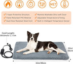 INVENHO Pet Heating Pad, Waterproof Adjustable Temperature Dog Cat Heating Pad with Timer, Indoor Pet Heated Pad for Cats Dogs Electric Pads for Dogs Cats, Pet Heated Pad (L: 35" x 24")