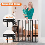keny 36" Extra Tall Baby Gate for Stairs, 29-42.5" Wide Auto Close Dog Gate | Pressure Mounted Easy Walk Through Pet Gate for Doorways, Durable Safety Stair Gate, Black
