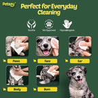 Pet Wipes for Dogs and Cats – 200 Count (8x8in) Hypoallergenic, Deodorizing Dog Wipes for Paws, Ears and Butt | XL with Aloe & Coconut Oil, Chamomile Scented | Travel Size, 2 On-the-Go Packs