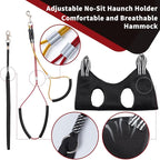 Dog Grooming Table Arm with Hammock - Adjustable Height, Pet Grooming Hammock, No Sit Haunch Holders, Loop Noose Heavy-Duty Clamp (Black)