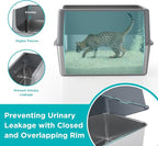 Stainless Steel Cat Litter Box with Lid,Metal Cat Litter Box,23.5x15.5x16in | Cat Litter Pan for Large Cats, Non-Sticky Large Kitty Litter Box Easy to Clean, Anti-Leakage,xxxl
