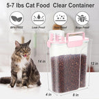 Dog Cat Food Storage Container with Cup (Pink, 5L) | Pet Food Pourable Container Airtight with Large Spout, BPA-Free Plastic Food Dispenser for Pet Food, Bird Seed, Rice, Flour