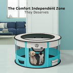 Dog Playpen for Puppies and Cats: Foldable Pet Pen with Dual Doors | Two Zippered Doors, 360° Mesh Windows, Removable Breathable Top, Spacious Interior