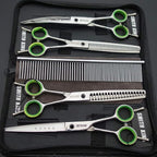 7.0 inches Professional Dog Grooming Scissors Set Straight & thinning & Curved & chunkers & comb 5pcs in 1 Set for left-handed & right handed