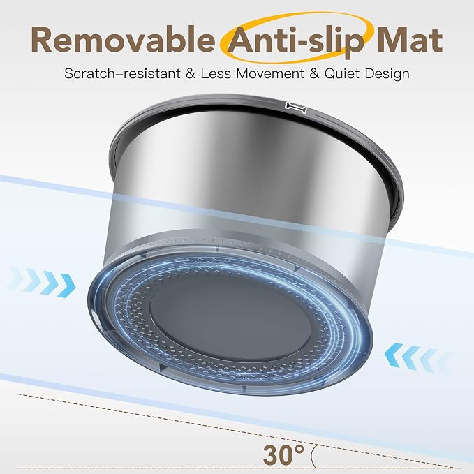 1.6 Gallon Dog Water Bowl, 6.5L/220oz Stainless Steel No Spill Water Bowl for Large Dogs, Super Large Capacity Splash Proof Pet Slow Drinking Water Bowl with Anti-Slip Mat for Mess Drinkers