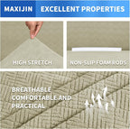 MAXIJIN Stretch Oversized Couch Covers for 3 Cushion Couch (91"-110"), 1-Piece Large Sofa Cover Slipcover Furniture Protector for Kids,Dogs (Extra Large, Diamond Pattern Khaki)