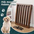 Freestanding Dog Gates Indoor, 3-Panel Pet Gates with 2 Metal Stands and 360° Hinge, 24" H Foldable Dog Gate for Stairs, Doorway, Kitchen, Expands Up to 55" Fully Assembled - Black Walnut