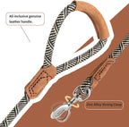 Mile High Life Dog Leash with Genuine Leather Handle, 6 FT/5 FT/4 FT | Leather Grip Rope Leash, Heavy Duty 360° Swivel Metal Clasp, for Small Medium & Large Dogs