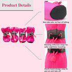 Dog Boots for Small Medium Large Dogs with Reflective Strap, Anti-Slip Dog Shoes for Hot Pavement, Dog Booties and Paw Protectors for Cat Pet Doggie Hiking Hardwood Indoor Outdoor (Pink 5)