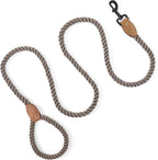 Mile High Life Dog Leash Braided Cotton Rope with Leather-Reinforced Ends | Rust-proof 360° swivel clasp, Heavy-duty for medium/large breeds. Great for weddings, daily walks (5 FT, 1/2", Camel)