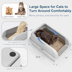 Suzzipaws XL Enclosed Stainless Steel Cat Litter Box for Big Cats | High-Side Anti-Leakage Stainless Steel Litter Box, Non-Sticky Easy-Clean Surface, Less Tracking for Multi-Cat Households