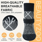BEAUTYZOO 6PCS Dog Socks to Prevent Licking Paws for Cold Pavement, Winter Dog Shoes with Grippers for Hardwood Floors Anti Slip, Puppy Boots & Paw Protectors for Small Medium Large Senior Dogs, L