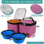 PetAmi Dog Travel Bag Backpack, 27L Airline Approved Pet Supplies Organizer with 2 Food Containers, 2 Collapsible Bowls & Poop Bag Dispenser, Weekend Road Trip Camping Dog Mom Gift, Pink