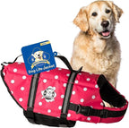 Dog Life Jacket - Swimming Vest for Dogs, Adjustable, Reflective, Comfortable, Multiple Colors, Patterns, XX-Small to Extra Large Dog Swim Vest with Handle (Pink Polka Dot, Large)