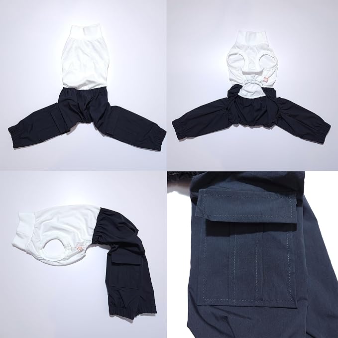 D Doggy Star Italian Greyhound Clothes Cargo Pants Onesie Outfit Whippet for Dog Coat (2XL,Navy Cargo)