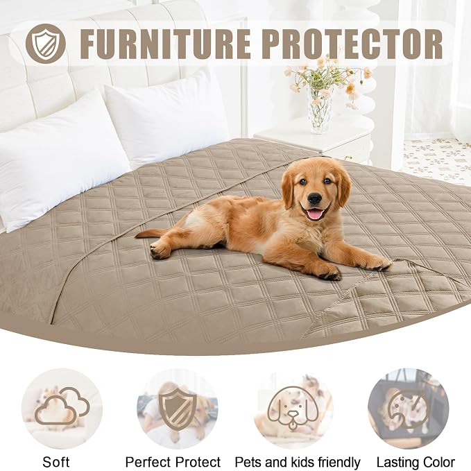 Smiry Waterproof Dog Bed Cover, Reversible Pet Blanket for Sofa Couch | Soft Washable Dog Blanket, Leakproof Couch Cover for Dogs Cats & Furniture Protection, 52x82, Taupe/Taupe