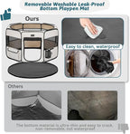 PETSFIT Portable Dog Playpen 45", Removable Waterproof Mat, Zippered Roof | Jump-proof, Collapsible Storage, RV Camping Travel, Indoor Outdoor Use, Large Dogs and Cats, 45.5"L x 45.5"W x 28.5"H