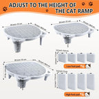 Litter Box Step Adjustable Cat Step with Filter Function, Light Grey | Elevated Double Layer Litter Box Ramp for Kitten & Old Cats, Easy Cleaning Litter Box Step Stool for Automatic Cat Litter Box