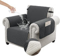 100% Waterproof Couch Cover for Dogs with Non-Slip & Side Pockets 23", Furniture Protector Sofa Covers, Washable Cushion Covers for Pets Kids Cat-Armchair Blackishgray