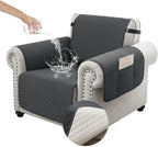 100% Waterproof Couch Cover for Dogs with Non-Slip & Side Pockets 23", Furniture Protector Sofa Covers, Washable Cushion Covers for Pets Kids Cat-Armchair Blackishgray