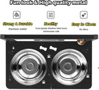 SHAINFUN Elevated Dog Bowls with Mat, Adjustable Height 4.3''-11.8'', Metal Stand, Two 1.7L Stainless Steel Food & Water Bowls for Large, Medium Dogs
