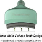 Pet Deshedding Tool with Curve Blade, Cat Grooming Brush, Tight V-shaped Teeth Shedding Comb for Cats and Dogs (Green, Small)