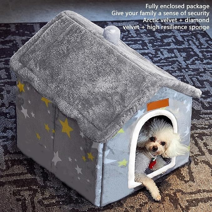 BXEBUI Dog House Indoor Memory Sponge, Foldable Dog House Kennel Bed Mat with Cushion for Small Medium Large Dogs Cats, Winter Warm Cat Nest Puppy Cave Sofa Pet Products (XL)