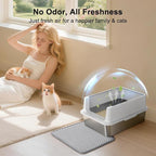 FURTIME Stainless Steel Cat Litter Box, Small Cats Metal Litter Box | High-Sided Open-Top Easy-Clean Litter Pan, Non-Stick, Anti-Leakage, Odor-Free, Comes with Scoop & Mat, 17"×13"×8.4"