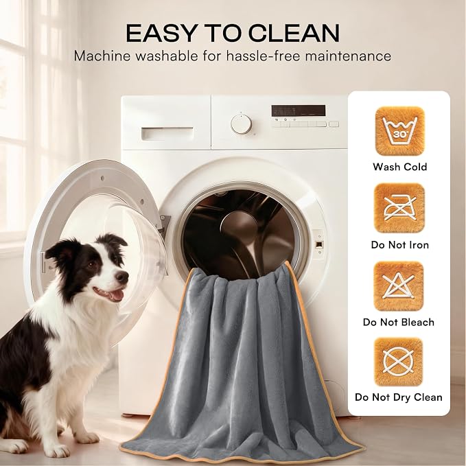 Luciphia Waterproof Blanket for Large Dog, Reversible Sherpa Couch Cover | waterproof pet blanket sherpa fleece reversible couch cover bed protector car from spills scratches, Grey+Beige 85" x 57"