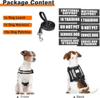 WINSEE Service Dog Harness & Leash Set, Large, Black with 10 Patches, Reflective, Adjustable, for Medium & Large Dogs