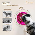 JASGOOD Slow Feeder Dog Bowl for Large Medium Dogs, Anti-Gulping Pet Slower Food Feeding Bowls, Stop Bloat, Preventing Choking, Healthy Design, R-Rose red
