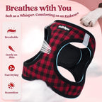 rabbitgoo Dog Harness Small Sized and Leash Set, Step-in Puppy Pet Vest | Light, Soft, Breathable Air Mesh, Easy on and Remove with Hook & Loop, Secure Reflective for Walking, Red Check XS