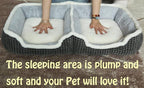 Dog Beds for Two Small Dogs, Double Cat Beds for Indoor Cats, Super Soft Washable Cat Bed with Anti-Slip & Water-Resistant Bottom, Luxury Durable Kitten Bed Puppy Bed, Rectangle Grey Animal Pet Beds