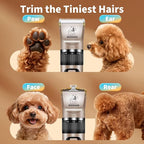 Dog Clippers for Grooming,Dog Grooming Kit for Heavy Thick Hair&Coats | <60dB quiet,Rechargeable Cordless,4H Runtime,4 Guide Combs,2in1 Wide & Narrow Blades,Pet Shaver for Matted Fur