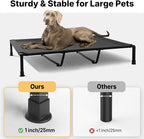 Veehoo Elevated Dog Bed with Fluffy Plush Bolster Cushion, Dog Couch Bed | Cooling Raised Dog Bed for Large Dogs, Washable Orthopedic Pet Cot with Removable Mat, Breathable Mesh, Non-Slip, 59", Black