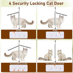 Full Glass Cat Door for Window,28.5"-32" Adjustable Width,1-Min Install | 4 Locking Modes,Aluminum Frame,HD Glass,Magnetic Closure,Weatherproof Sliding Pet Door Window Insert for Cats