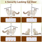 Full Glass Cat Door for Window,32"-37" Adjustable Width,1-Min Install | 4 Locking Modes,Aluminum Frame,HD Glass,Magnetic Closure,Weatherproof Sliding Pet Door Window Insert for Cats