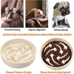 8.26 in Milk White Dog Bowl Slow Feeder Ceramic for Medium and Large Breed,Elevated/Raised Slow Feeding Dog Food Water Dish Heavy Weighted,Puzzle Eating Bowl Modern Maze Meteor