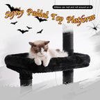 Hey-brother Cat Tree Tower, Adjustable Height, Floor to Ceiling, MPJ091BR | 94.5-106.3 Inches Multi-Level Cat House, Scratching Posts, Plush Condo, Platform, Toy Ball for Indoor Big Cats, Black and Red
