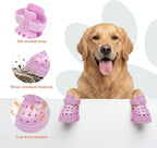 Soft Dog Shoes for Hot Pavement, Breathable Vented Dog Boots, Pink, Size 6 | 4 Pack, Soft Rubber Material, Lightweight, Anti-Slip Soles, Reflective Strap, Wide Opening, Summer Walks, Medium & Large Dogs